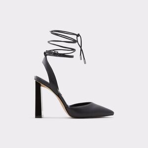 Aldo Black Block Heels Ankle Wrap Tie 7 Tilah